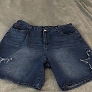 Distressed Denim Star Shorts